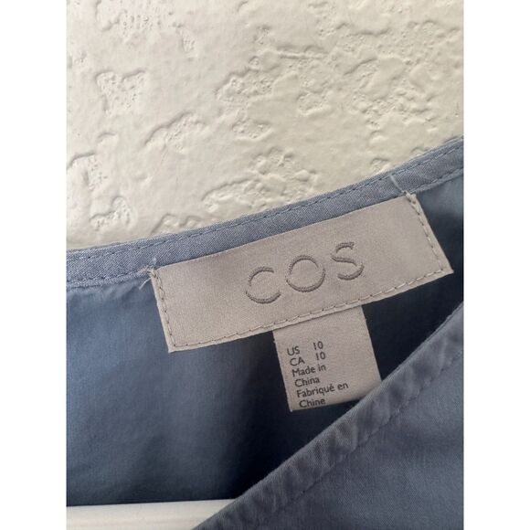 Cos Cotton Flared Midi Dress Casual Pockets Blue Size 10 - Picture 8 of 11